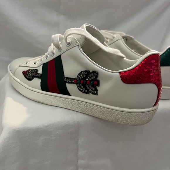 Gucci Ace Embroidered Arrow White/Red/Green Size 37 (7 US) - Picture 11 of 11